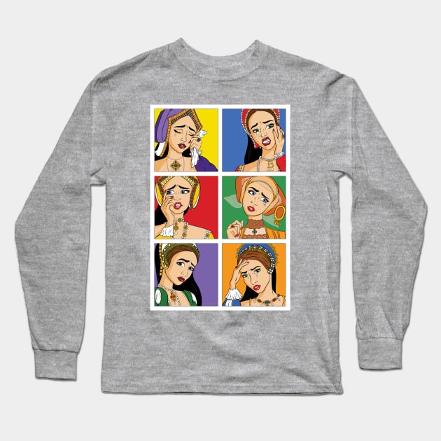 Pop Tudor Wives Long Sleeve T-Shirt by Joyia M